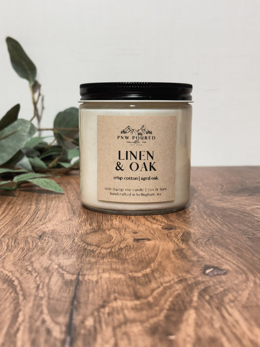 Linen & Oak | 12oz Soy Candle
